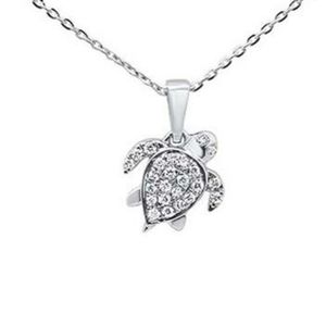 .14ct 14kt white gold turtle love  diamond pendant